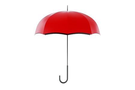 Red umbrella isolated on white background. 3D illustration, 3D renderの写真素材