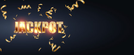 Banner with the golden inscription Jackpot on a dark background, luxury style. Casino concept,...