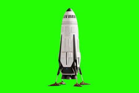 Space rocket isolated on white background. The concept of colonization of Mars, building a colony on Mars. 3D image, 3D illustration.の写真素材