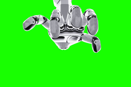 The robot arm controls humanity like puppets. Neural networks, AI superiority, singularity, information processing. copy spaceの写真素材