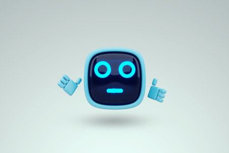 Cute helper Chatbot with artificial intelligence on a light background, technology, automation. 3D...