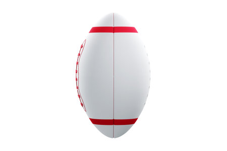 American football ball red and white style isolate on a white background. Playoff games, professional championship. Sports, design. 3D rendererの写真素材