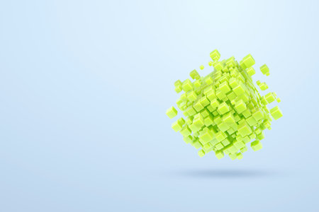 Blockchain technology, big data, neural network blocks, artificial intelligence training. Hi-tech background, technology background, 3D rendering, copy spaceの写真素材