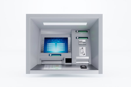 ATM isolated on white background. 3D renderingの写真素材