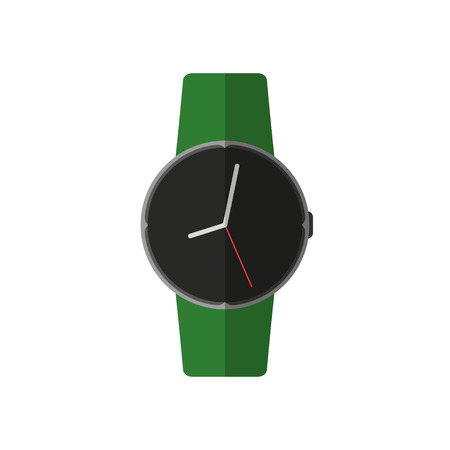 Wristwatches with green strap in flat style, vectorのイラスト素材