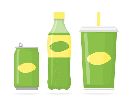 set cans and glass of drink with shadowのイラスト素材
