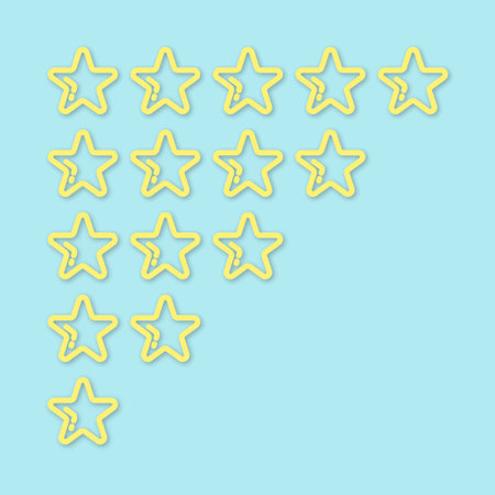 set of stars with shadow on blue background
