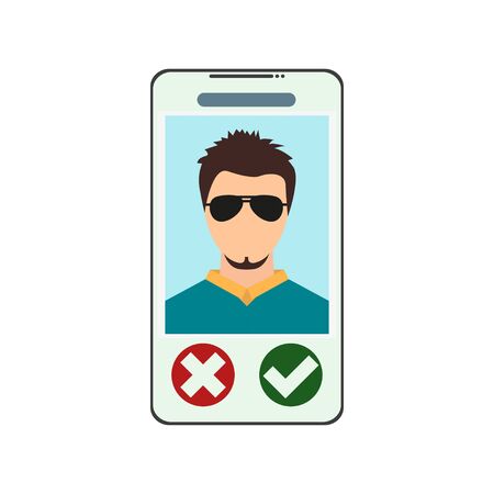 profile of online dating on a smartphone, vectorのイラスト素材