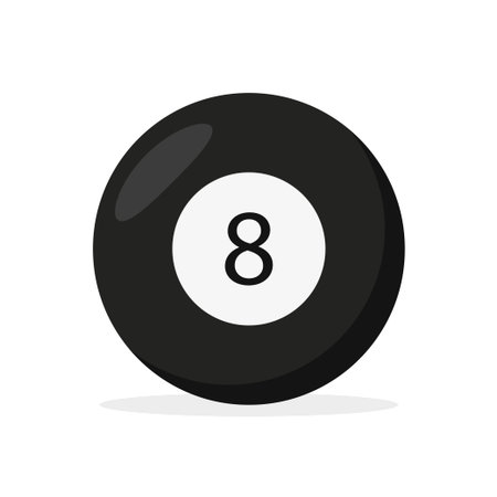 billiard ball 8 flat style with shadow, vector