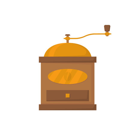 coffee grinder with copper lid, vector in flat styleのイラスト素材