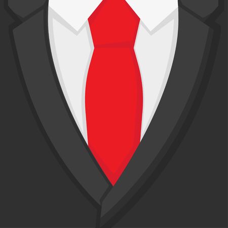 formal suit and red tie in flat styleのイラスト素材