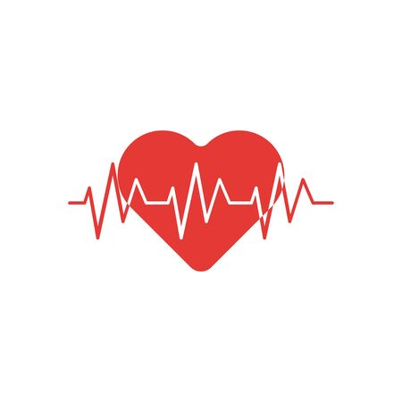 heartbeat and cardiogram on white background in flatのイラスト素材