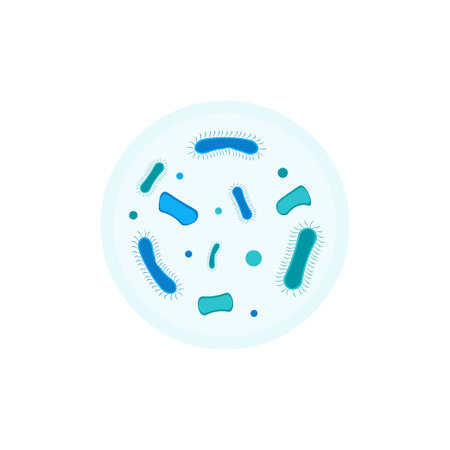 bacterial microorganism in a circle isolated in flat