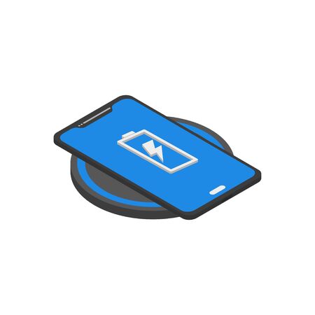 phone wireless charging in isometric flat style, vectorのイラスト素材