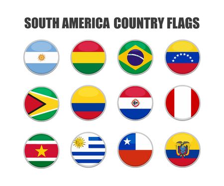web buttons with south america country flags in flatのイラスト素材