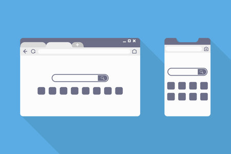 browser website search pc and phone in flat styleのイラスト素材