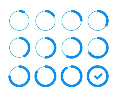 set loading blue circle in flat style, vectorのイラスト素材