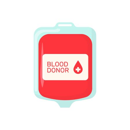 blood donor in flat style, blood pack, vector illustrationのイラスト素材
