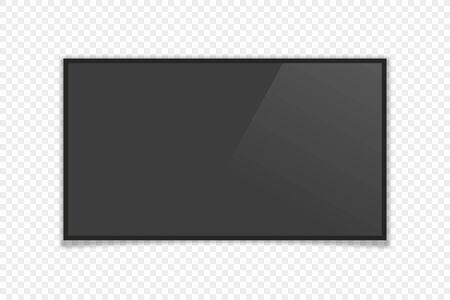 realistic tv monitor with shadow on transparent backgroundのイラスト素材