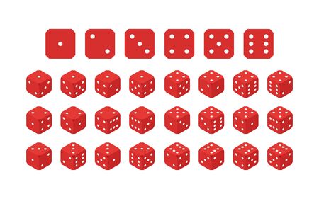 dice set in flat isometric style, vector illustrationのイラスト素材