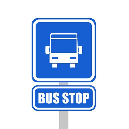 road sign bus stop color icon in flat styleのイラスト素材