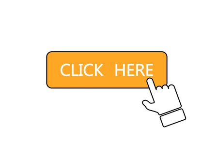 button click here in flat style, vector illustrationのイラスト素材