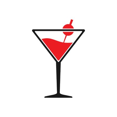 cocktail alcohol drink icon on white background, vector illustrationのイラスト素材