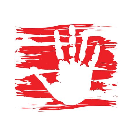 hand silhouette on a red paint background carelessly, vector illustrationのイラスト素材