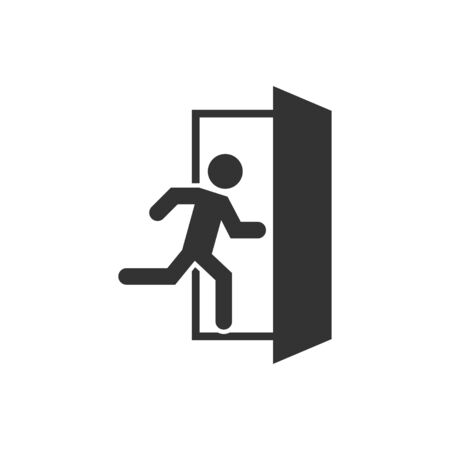 Emergency exit icon, great design for any purposes. Fire symbol. People vector icon. Right symbol. Emergency exit vector icon.のイラスト素材