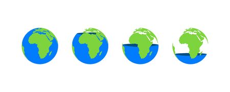 Blue water environmental problem water level. Vector flat illustrationのイラスト素材