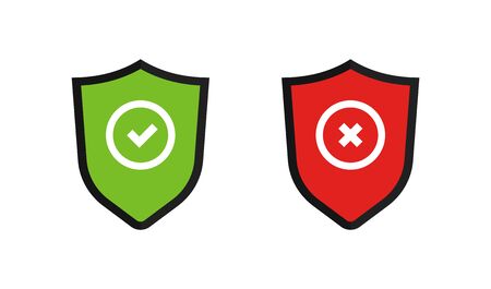 Illustration with shield check cross mark. Vector shield icon setのイラスト素材