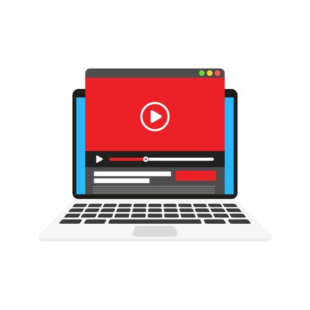 Video laptop, great design for any purposes. Online learning vector icon.のイラスト素材