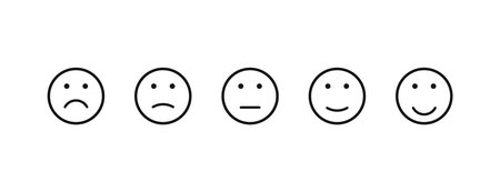 Emotions icons on white background. Quality control icon set. Smile vector face.のイラスト素材