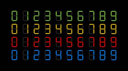 Digits electronic dial set. Vector illustration isolated black background.のイラスト素材