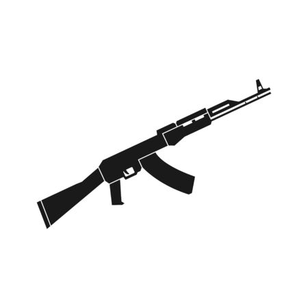 Automatic weapon black icon, isolated vector illustration in flat styleのイラスト素材