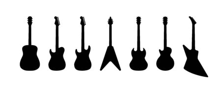 Guitar set silhouettes music concert Vector isolated illustration flat design.のイラスト素材