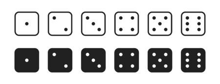 Dice icon for game, set isolated vector sign symbol in flatのイラスト素材