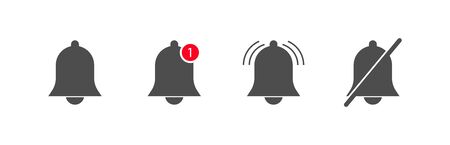 Bell notification set isolated button icon in flat. Vector template applicationのイラスト素材