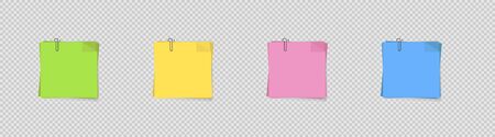 Note with clip in realistic style on transparent background. Vector illustrayionのイラスト素材