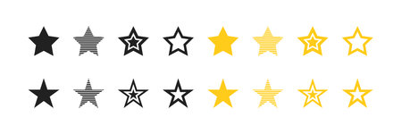 Space star set black and yellow flat icon. Abstract gold web button. Vector illustration in modern...