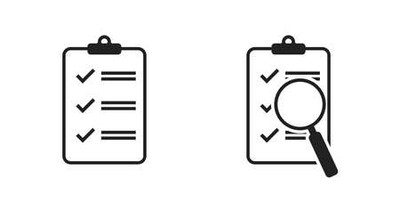 Checklist document magnifier icon vector. Isolated flat design for web designのイラスト素材