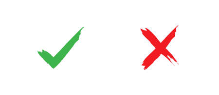 Check and cross mark brush in modern style. Concept design vector illustrationのイラスト素材