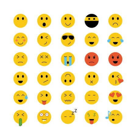 Smiley face vector isolated icon set. Chat icon. Emoticons flat illustration for wabのイラスト素材