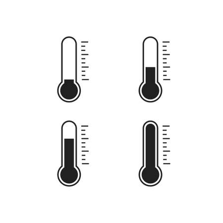 Thermometer hot and cold vector set icon in flat. Weather element illustration for webのイラスト素材