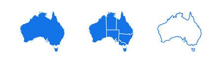 Australia country map set. Flat illustration. Geography vector illustration.のイラスト素材