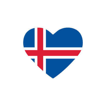 Iceland flag in heart. Country of europe. Isolated vector icon in flat styleのイラスト素材