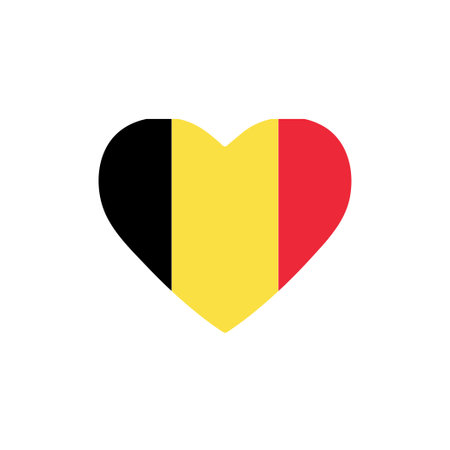 Belgium flag in heart. Country of europe. Isolated vector icon in flat styleのイラスト素材