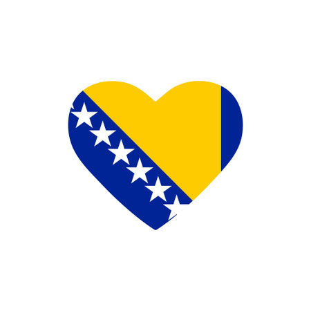 Bosnia and Herzegovina flag in heart. Country of europe. Isolated vector icon in flat styleのイラスト素材