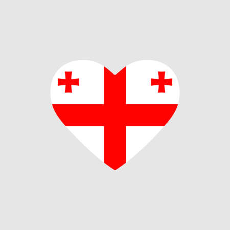 Georgia flag in heart. Country of europe. Isolated vector icon in flat styleのイラスト素材