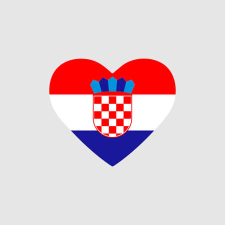 Croatia flag in heart. Country of europe. Isolated vector icon in flat styleのイラスト素材